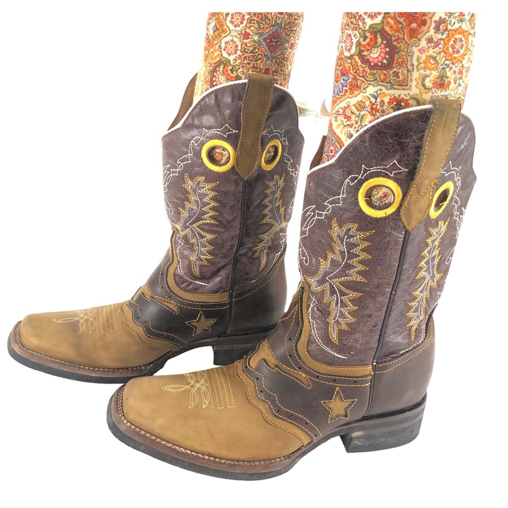 El General Brown Leather Squared Toe Boot
